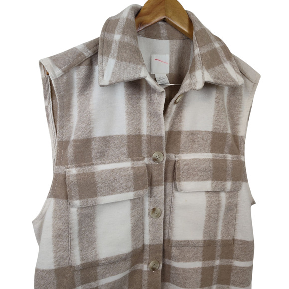 H&M Vest Womens Small Plaid Button Down Sleeveless Pockets Fall Layering Casual - Picture 6 of 17